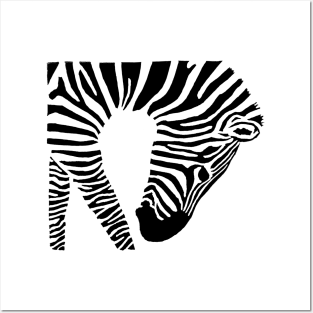 Zebra Bowing Down Linocut Print Posters and Art